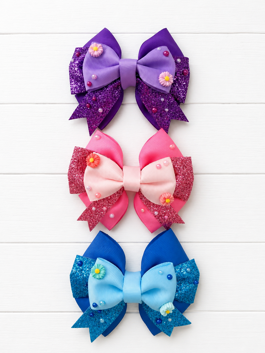 Purple Blooms Fancy Bow