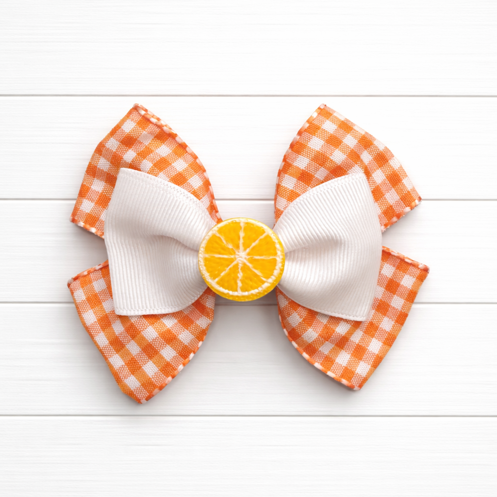 Orange Gingham Bow