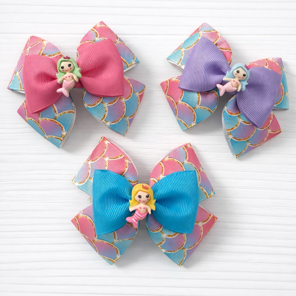 Purple Mermaid Grosgrain Bow