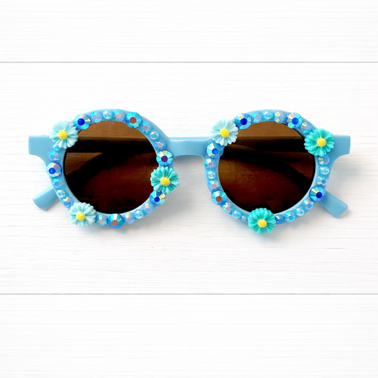 Blue Bloom Round Sunglasses