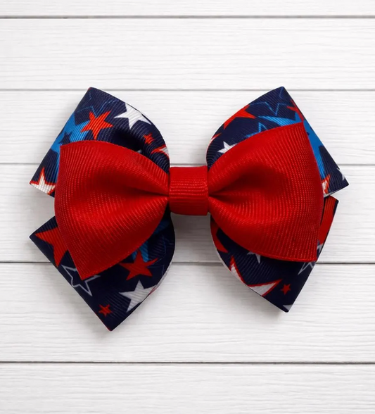 Red Stars Grosgrain Bow
