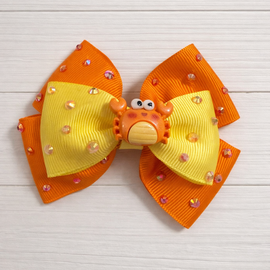 Crab Sparkle Grosgrain Bow