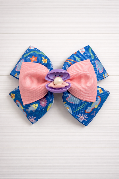 Clam Pattern Grosgrain Bow