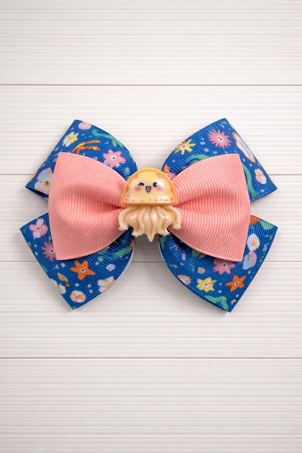 Jellyfish Pattern Grosgrain Bow