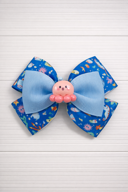Octopus Pattern Grosgrain Bow