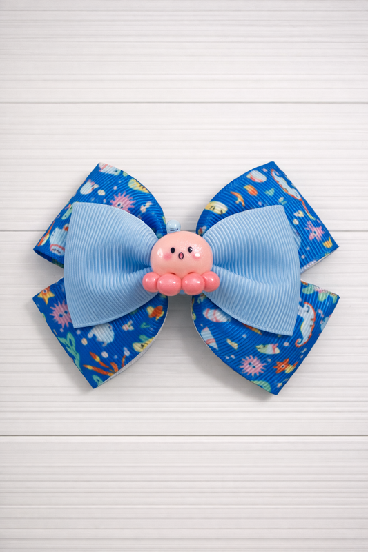 Octopus Pattern Grosgrain Bow