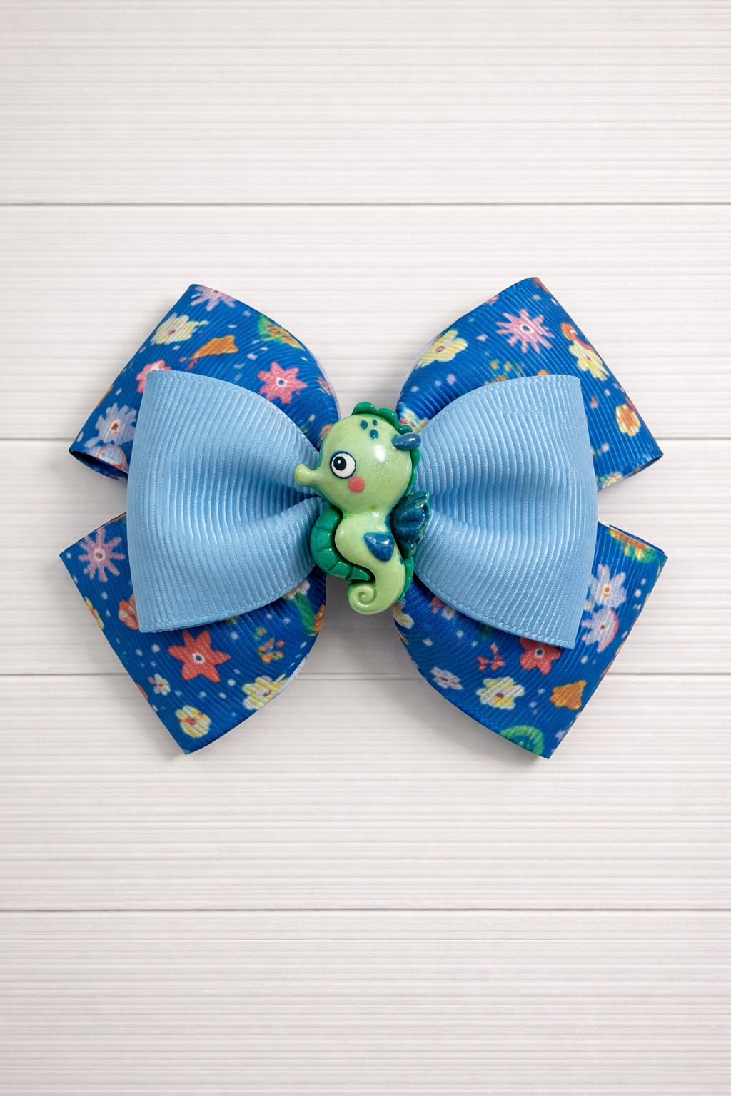 Seahorse Pattern Grosgrain Bow