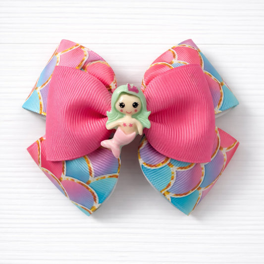 Pink Mermaid Grosgrain Bow